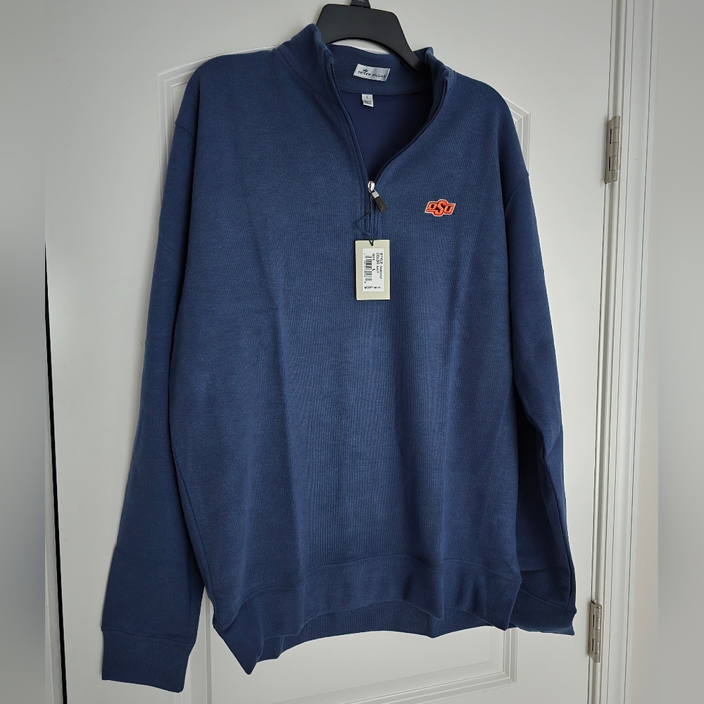 π PETER MILLAR OSU Oklahoma State University Quarter Zip Pullover Sweater - Picture 2 of 10